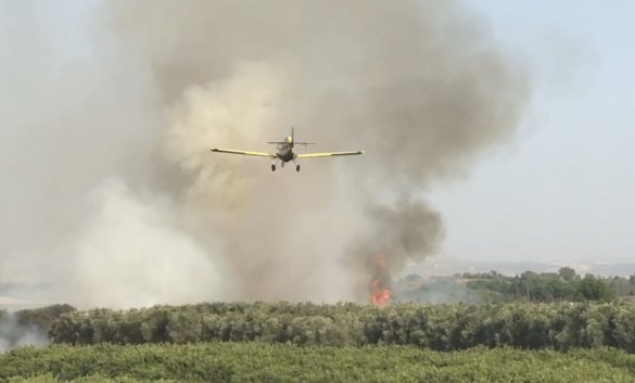 שריפת חורש בעמק חפר. אזרחים פונו מהמקום | צילום: דוברות המשטרה