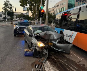 נתניה: שני פצועים בתאונה דרכים